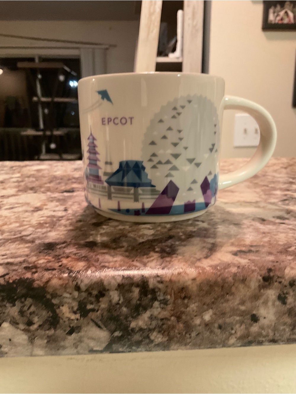 Starbucks White Mug with Blue & Purple EPCOT Design You Are Here